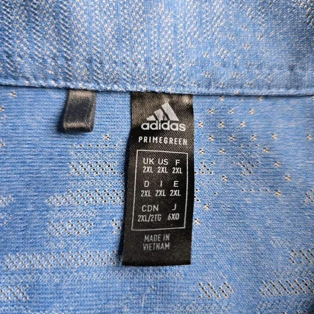 Adidas Camo Polo Shirt Mens 2XL Blue Jacquard Ryder Cup 2020 Whistling Straits